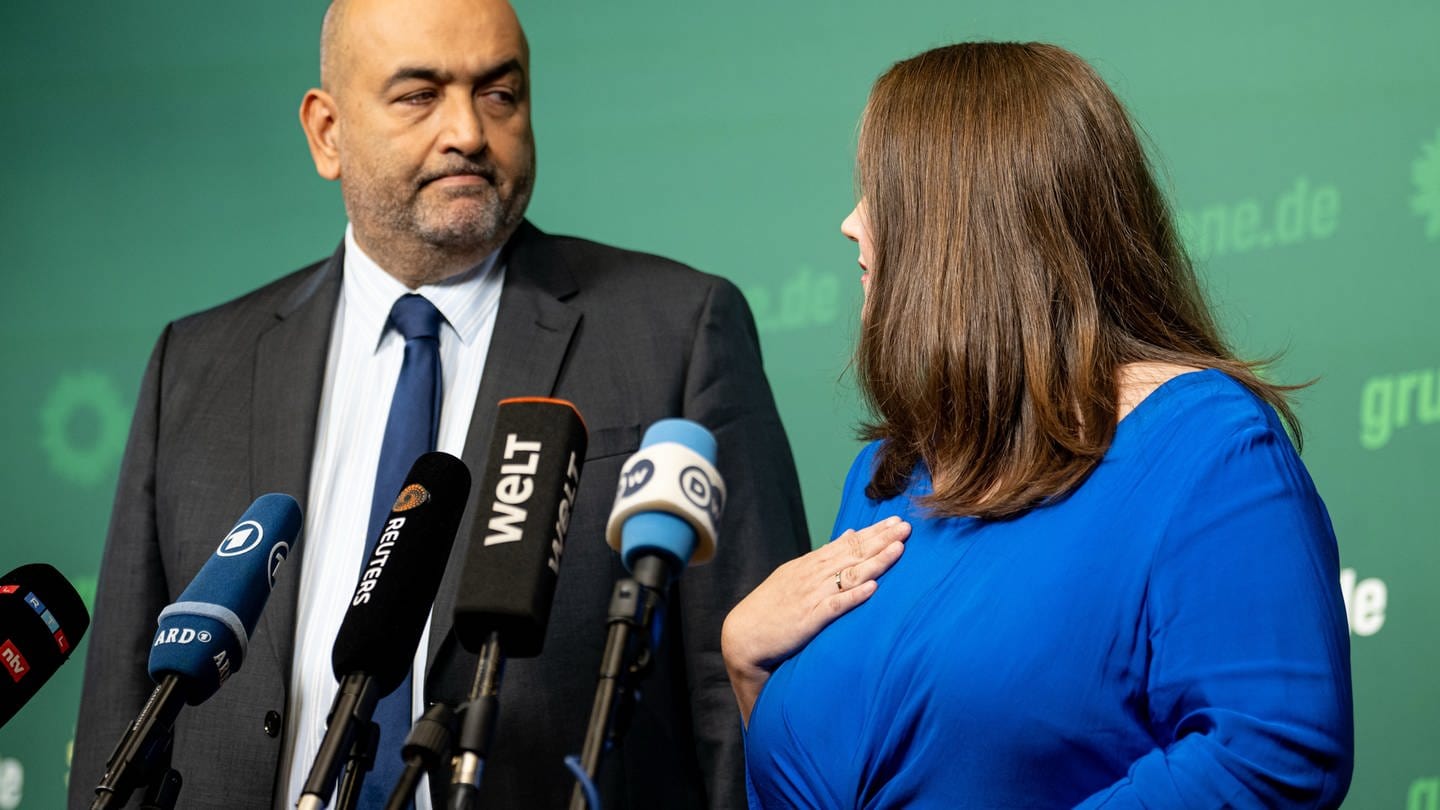 Grünen-Parteivorsitzende Ricarda Lang und Omid Nouripour.