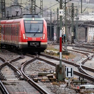 Eine S-Bahn fährt in den Bahnhof Stuttgart-Bad Cannstatt ein. 