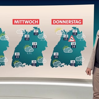 Wettermoderator Stefan Laps neben den Wetteraussichten der nächsten Tage