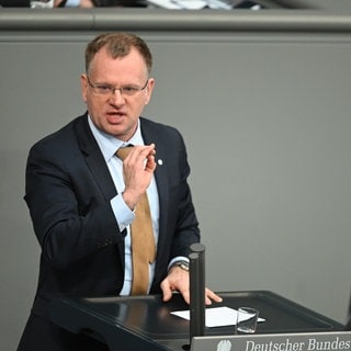 Der Bundestagsabgeordnete Dirk Spaniel (AfD) spricht im Plenum (Archivbild).