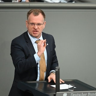 Der Bundestagsabgeordnete Dirk Spaniel (AfD) spricht im Plenum (Archivbild).