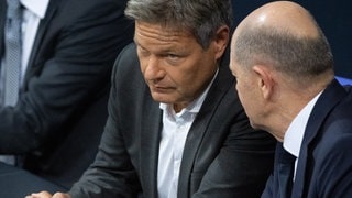 Bundeswirtschaftsminister Robert Habeck (Grüne) und Bundeskanzler Olaf Scholz (SPD)