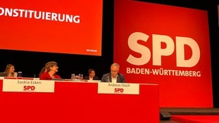 Saskia Esken und Andreas Stoch beim Parteitag der SPD in Offenburg.