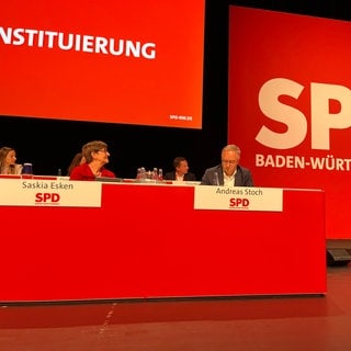 Saskia Esken und Andreas Stoch beim Parteitag der SPD in Offenburg.