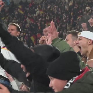 ausgelassen jubelnde Fans im Freiburger Stadion