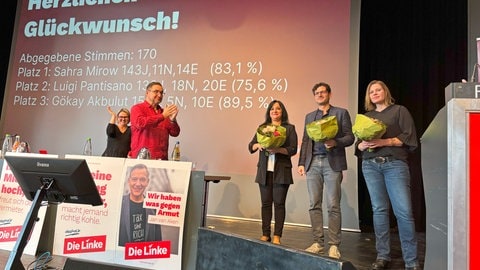 Die drei Spitzenkandidaten beim Parteitag der Linken