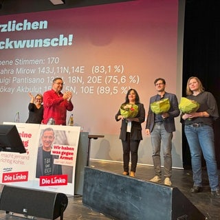 Die drei Spitzenkandidaten beim Parteitag der Linken