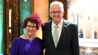 Gerlinde und ihr Mann, Baden-Württembergs Ministerpräsident Winfried Kretschmann (Grüne), im Kurhaus in Baden-Baden.