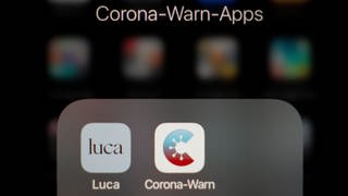 corona-warnapp und luca-warnapp auf einem mobiltelefon