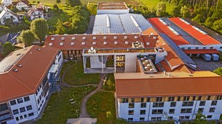 Blick von oben auf den Firmensitz von Vaude in Tettnang
