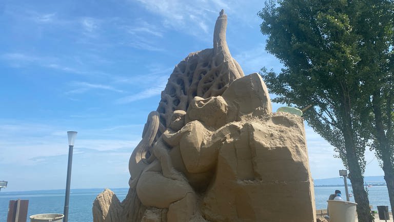 Sandskulpturen im Aufbau