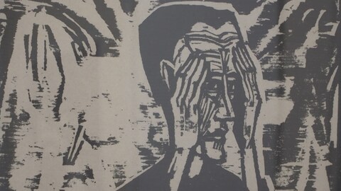 Kunstwerk von Erich Heckel: Ein Mann bedeckt seine Augen mit den Händen