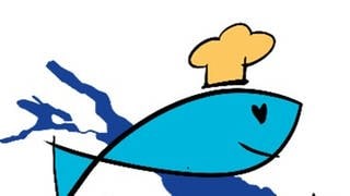 Logo Bodenseefisch ev, Fisch mit Kochmütze