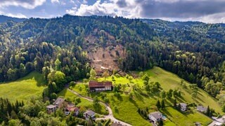 Der Hangrutsch in Hörbranz (Vorarlberg).