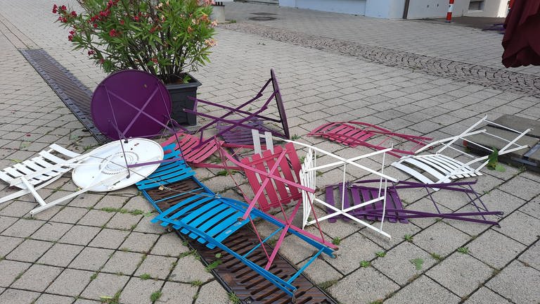 Schäden nach einem Unwetter in Friedrichshafen.