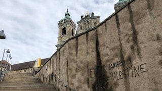 Pro-palästinensische Parolen an Wänden in Weingarten (Kreis Ravensburg).