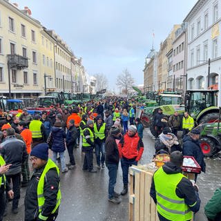 Bauernprotest: Zahlreiche Menschen versammeln sich auf der Marktstätte in Konstanz.