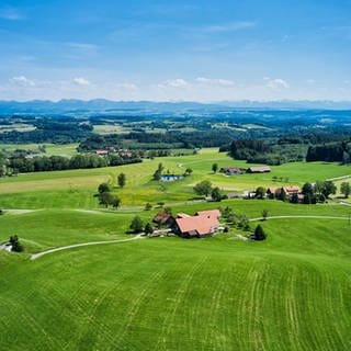 Weitblick auf sanfte Hügel in Oberschwaben-Allgäu