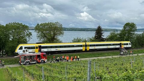 Ein Regionalzug ist bei Überlingen-Nußdorf mit einem Kleintransporter zusammengeprallt.