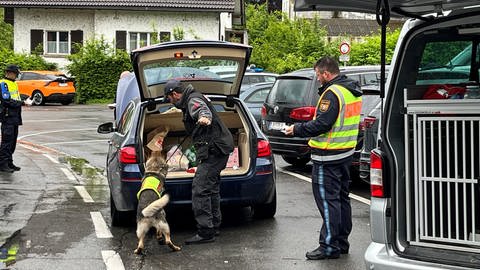 Am Grenzübergang Lindau-Hörbranz lassen die Einsatzkräfte auch Drogenspürhund Pablo arbeiten.