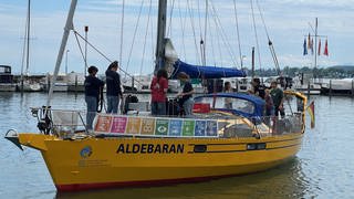 Forschungsschiff Aldebaran ist auf dem Bodensee unterwegs