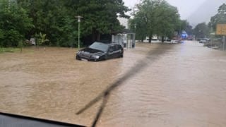 Überschwemmungen in Deggenhausertal und in Oberteuringen Bodenseekreis nach Starkregen.