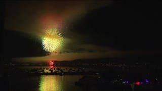 Feuerwerk über dem Bodensee.