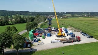 Baustelle in Zußdorf: Hier werden alte Bohrlöcher verfüllt.