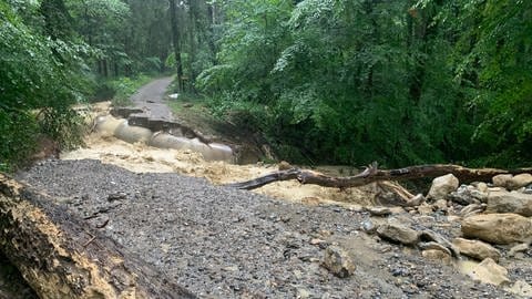 Im Juni brach ein schweres Unwetter über Markdorf herein und zerstörte Wege am Gehrenberg.