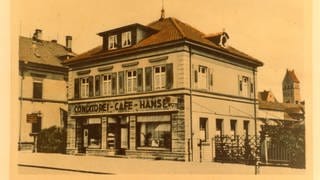 Das Café Hanser in Singen, eine historische Aufnahme.