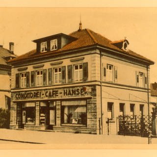 Das Café Hanser in Singen, eine historische Aufnahme.