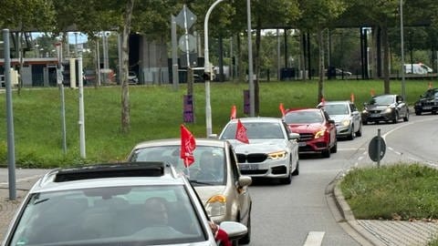 Rund 170 Autos beteiligten sich am Protestkorso durch Mannheim.