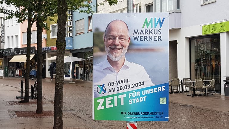 Wahlplakat zur Oberbürgermeisterwahl in Friedrichshafen 2024