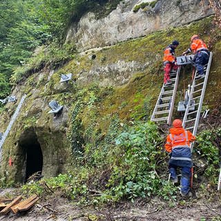 Die Arbeiten in der Marienschlucht für einen neuen Steg haben begonnen.