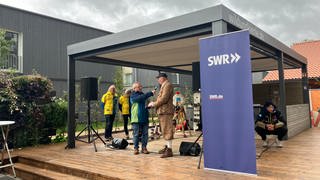 Skiverbände auf der Landesgartenschau im Gespräch mit Moderator Wolfgang Wanner