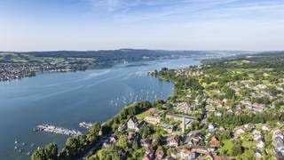 Hemmenhofen am Bodensee im Kreis Konstanz aus der Luft.