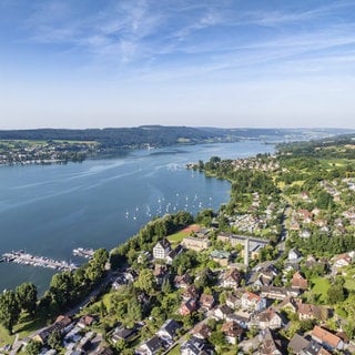 Hemmenhofen am Bodensee im Kreis Konstanz aus der Luft.