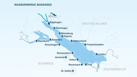 Eine Grafik zeigt, wo aus dem Bodensee Trinkwasser entnommen wird.