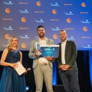 Bruno Stotz bei der Preisverleihung des Ceres Awards. Er wurde ausgezeichnet als Junglandwirt des Jahres.