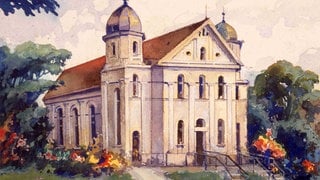 Aquarell der Laupheimer Synagoge von 1936.