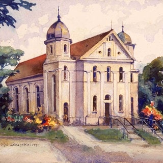 Aquarell der Laupheimer Synagoge von 1936.