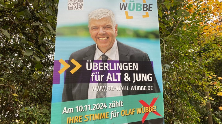 Wahlplakat von Olaf Wübbe, Kandidat für die OB-Wahl in Überlingen