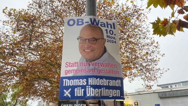 Wahlplakat von Thomas Hildebrandt, Kandidat für die OB-Wahl in Überlingen