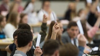 Schüler stimmen im Landtag während des Jugendparlaments 2018 über einen Antrag ab