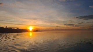 Sonnenaufgang bei Meersburg am Bodensee im Februar 2024