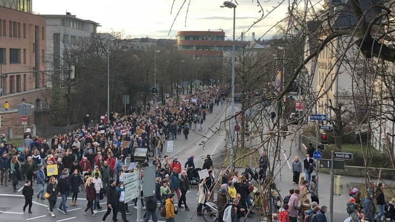 Demonstration gegen Rechtsextremismus in Ravensburg.