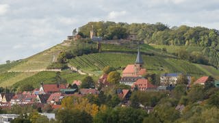 Weinsberg Ansicht Burgruine Weibertreu und Johanneskirche sowie Teile der Stadt im Oktober 2019. Hingucker und Symbolbild.