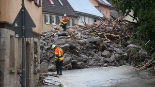 Die Orlacher Straße in Braunsbach nach dem Unwetter 