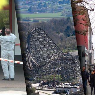 Fotocollage Wochenrückblick Heilbronn Kalenderwoche 15 2024. Automatensprengung. Holzachterbahn. Innenstadt.