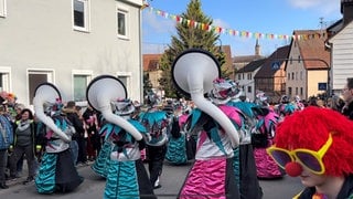 Faschingsumzug in Talheim: Die Guggemusiker von Gundelsheim (Kreis Heilbronn)